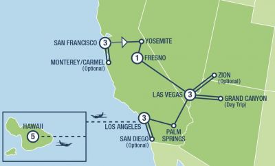 Map showing the Tour regions